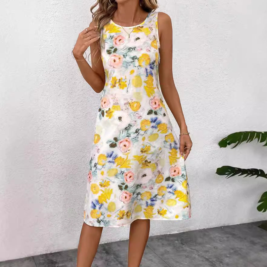 Damen Blumendesign Sommerkleid Drune