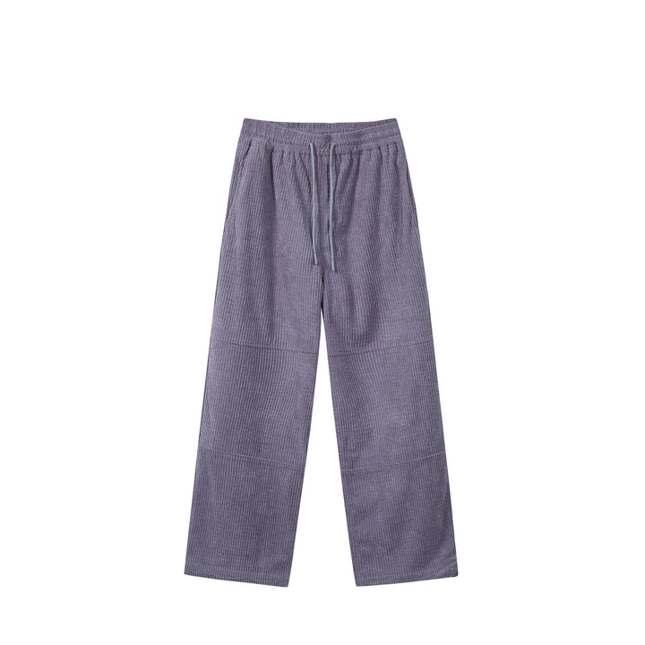 Damen Waffelstrick-Loungehose mit weitem Bein, elastischem Bund und Tunnelzug Drune