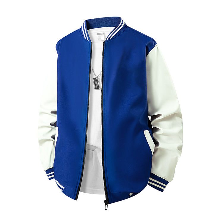 Herren College-Bomberjacke im Varsity-Stil mit kontrastierenden Ärmeln und gerippten Saumbündchen Drune