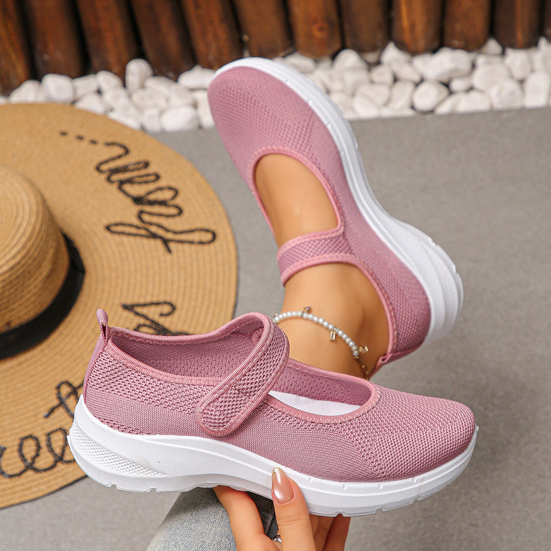 Damen Sportliche Slip-On Sneakers mit atmungsaktivem Mesh-Obermaterial und elastischen Riemen Drune