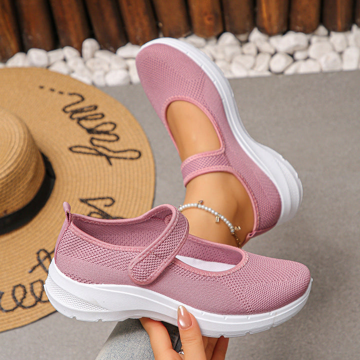 Damen Sportliche Slip-On Sneakers mit atmungsaktivem Mesh-Obermaterial und elastischen Riemen Drune