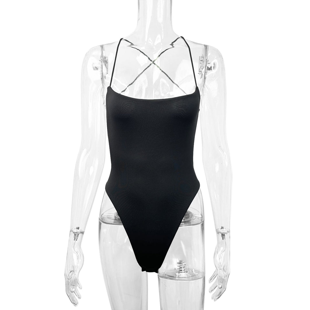 Damen Hochgeschnittenes Bade-Outfit mit schmalen Trägern Drune