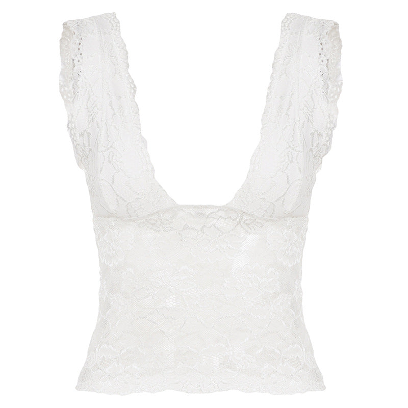 Damen-Spitzen-Cami-Top mit tiefem V-Ausschnitt und verführerischem Design Drune