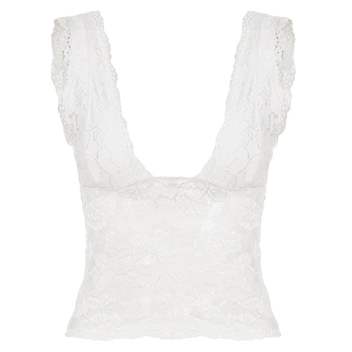 Damen-Spitzen-Cami-Top mit tiefem V-Ausschnitt und verführerischem Design Drune