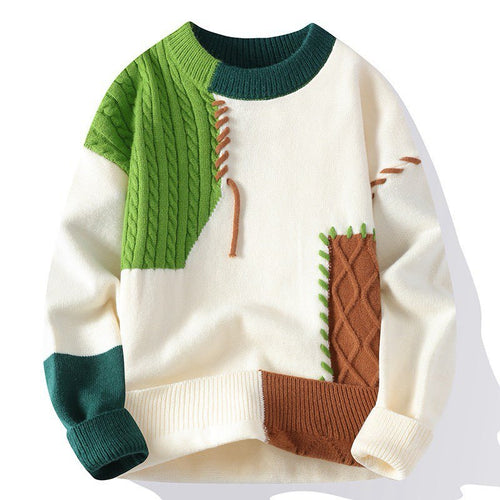 Unisex nan strukturierter Oversize-Strickpullover mit Zopfmuster und dekorativer Steppnaht Drune