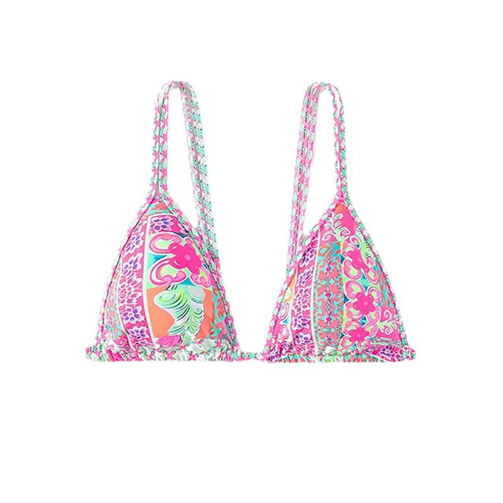Damen Triangel-Bikini-Oberteil mit buntem Muster Drune