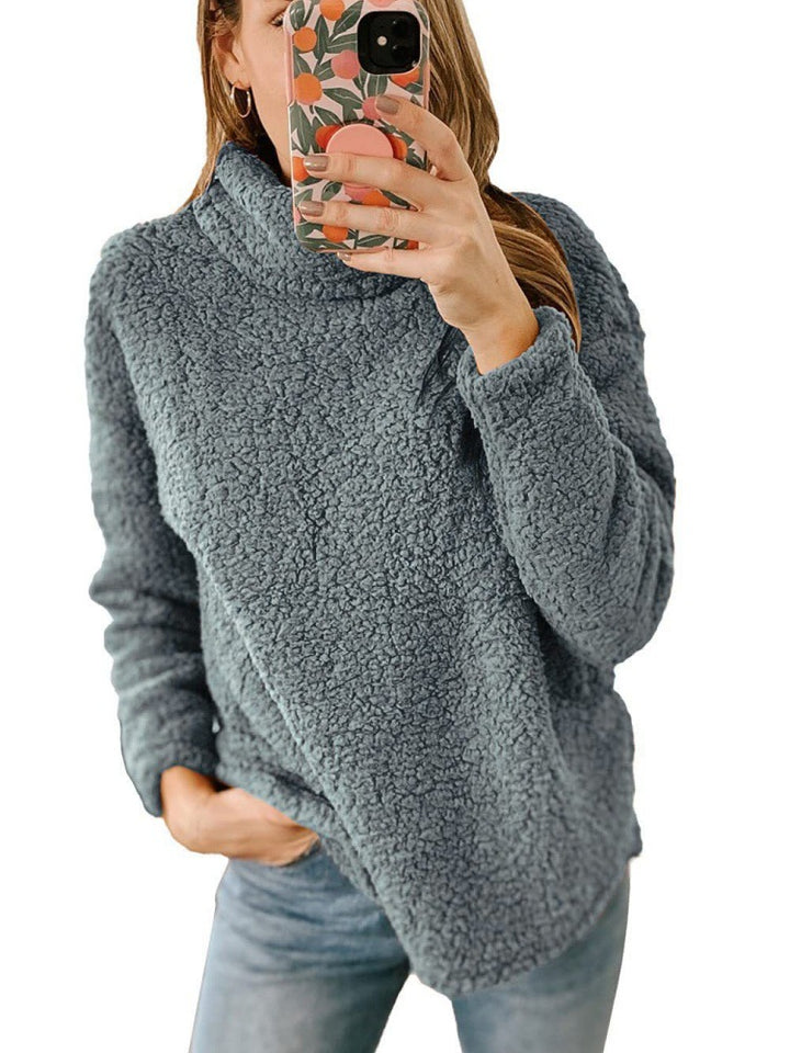 Damen Kuscheliger Fleece-Pullover mit hohem Kragen und strukturierter Oberfläche Drune