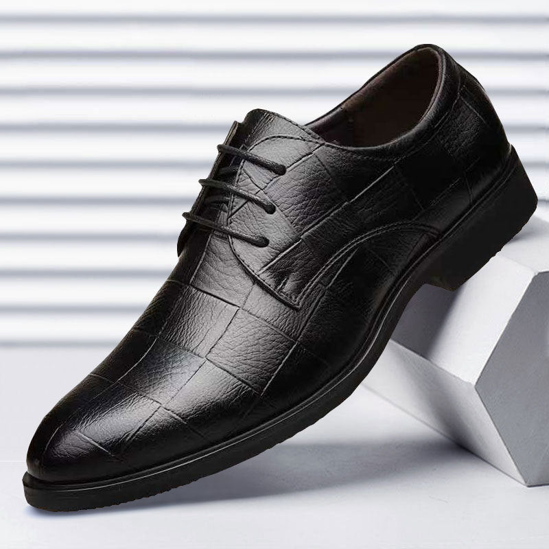 Herren Eleganter Derby-Lederschnürer mit Krokoprägung Drune