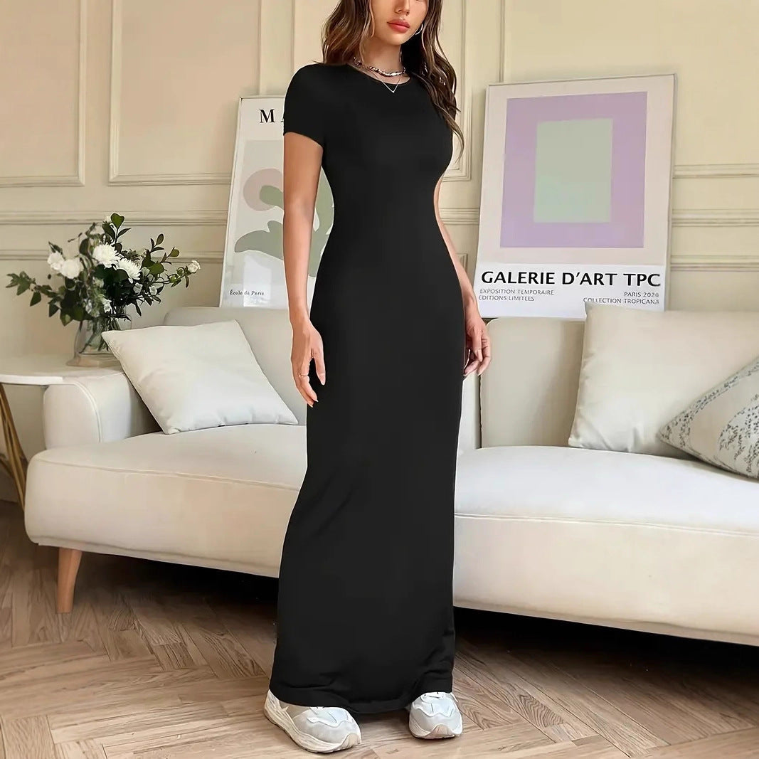 Damen Figurbetontes Maxikleid mit V-Ausschnitt Drune