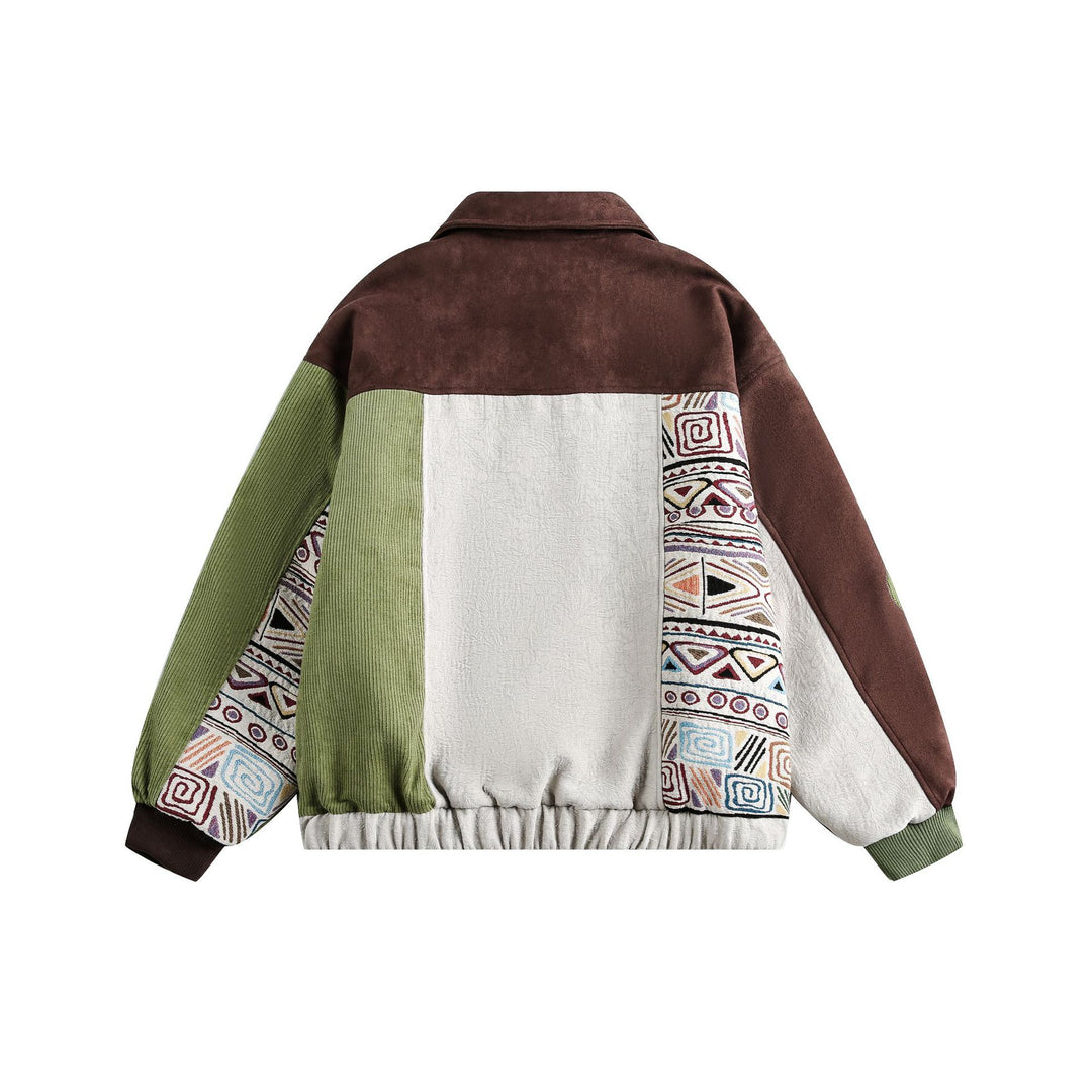 Herren Patchwork Cord- und Wildleder-Blouson mit Stickdetail Drune