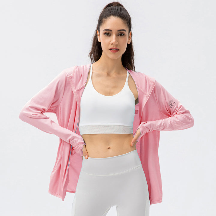 Damen Atmungsaktive Funktionsjacke mit Kapuze und Reißverschluss Drune