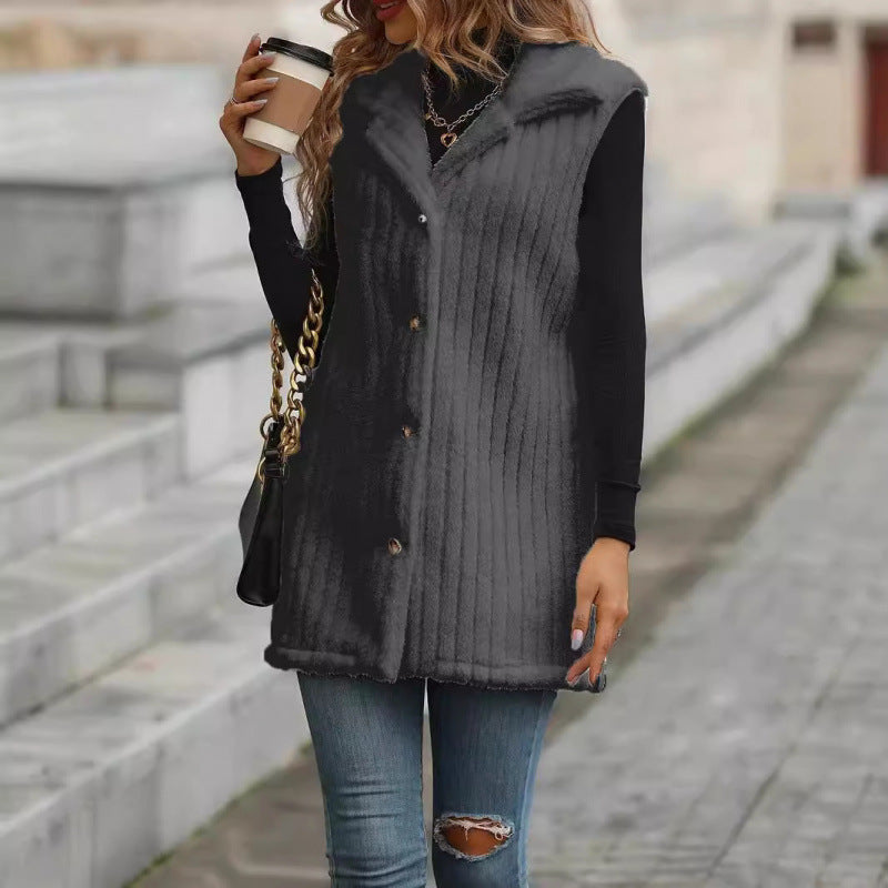 Damen Elegante und kuschelige Teddyjacke mit Knopfleiste Drune