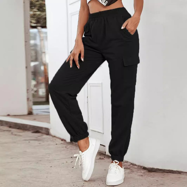 Damen Cargo-Jogginghose mit Gummibund, Seitentaschen und elastischen Bündchen Drune