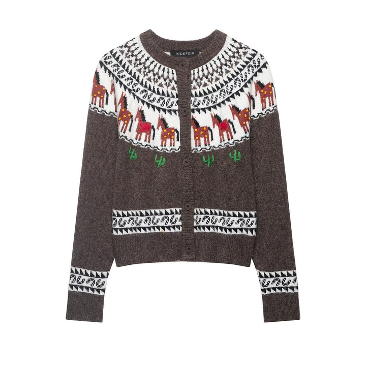 Damen Feinstrick-Cardigan mit gehäkeltem Peter-Pan-Kragen Drune