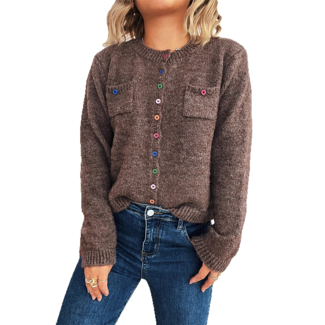 Damen Strickjacke mit bunten Knopfdetails und praktischen Taschen Drune