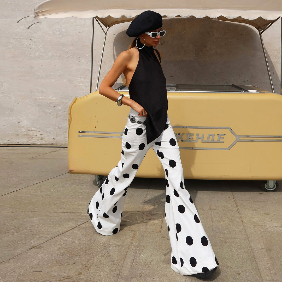 Damen Modische Schlaghose mit stilvollem Polka-Dot-Design Drune