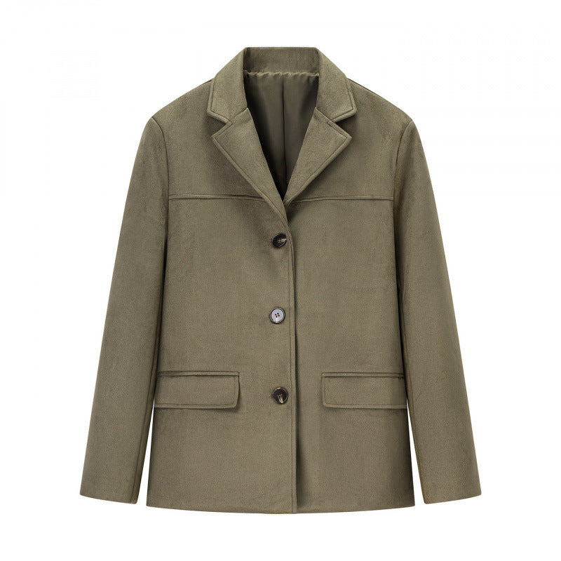 Damen klassische Blazerjacke aus weichem Material mit aufgesetzten Taschen Drune