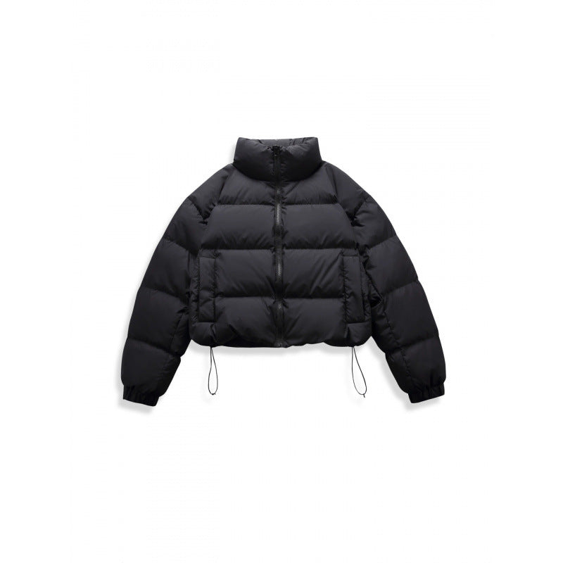 Damen Kurz geschnittene gesteppte Winterjacke im Cropped‑Style mit hohem Stehkragen Drune