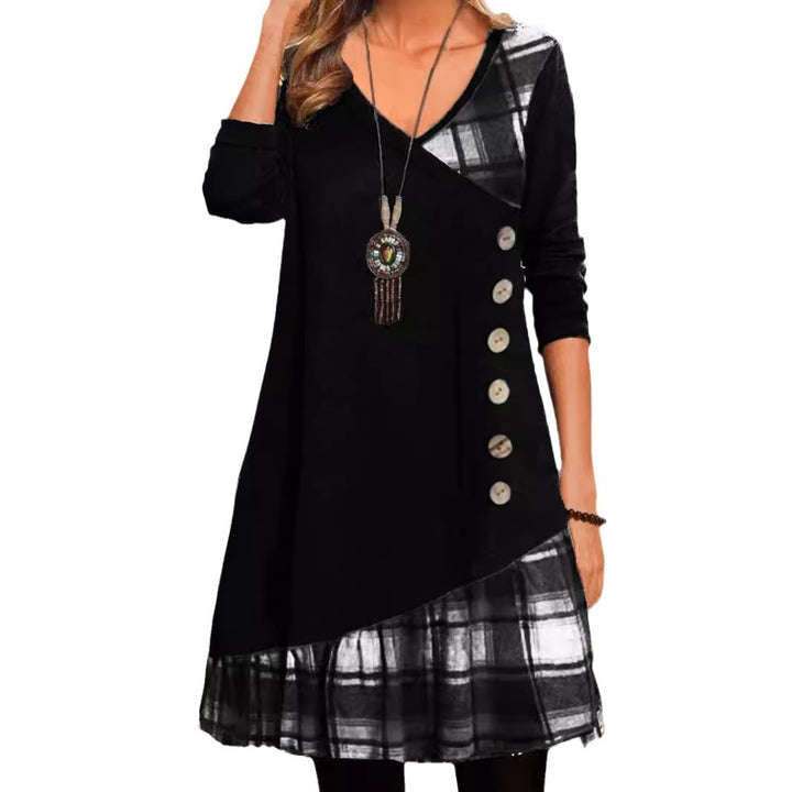 Drune | Klassischer Look Karierte Langarmkleid