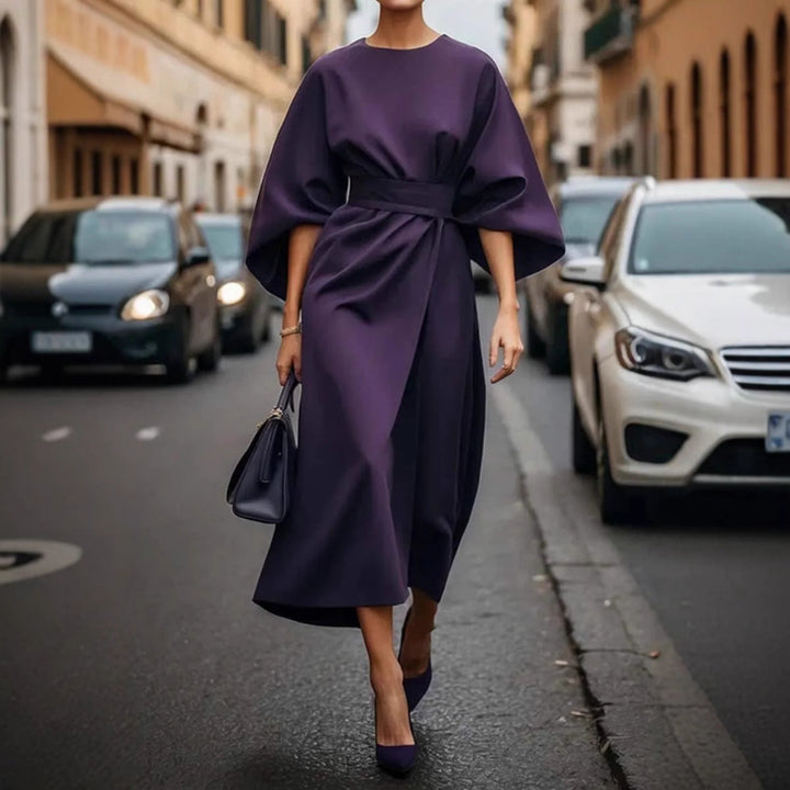 Damen Elegantes Maxikleid mit innovativem Schnitt und voluminösen Ärmeln Drune
