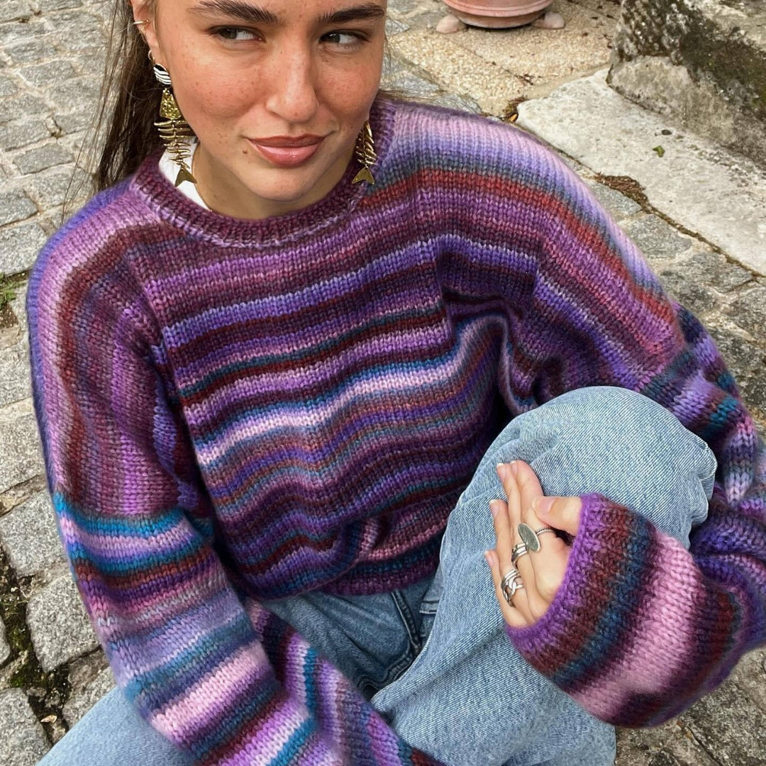 Damen gestrickter Farbverlauf Pullover Drune