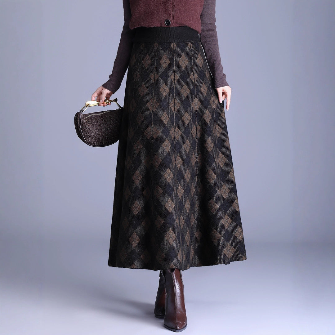 Damen Eleganter Maxirock mit geometrischem Muster Drune