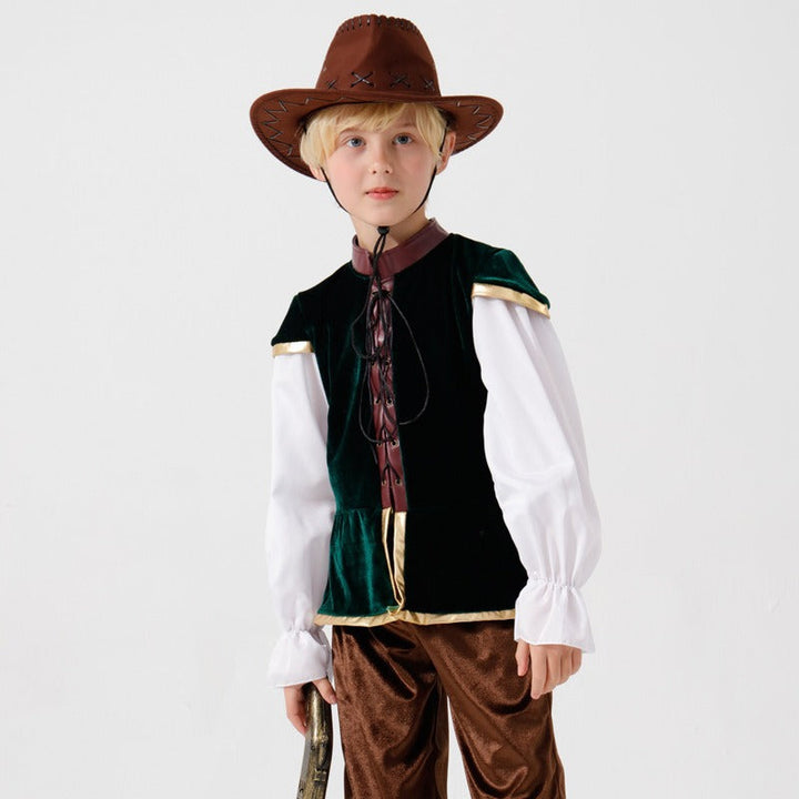 Jungen Wildwest Kostüm mit Hut und Pistole Drune