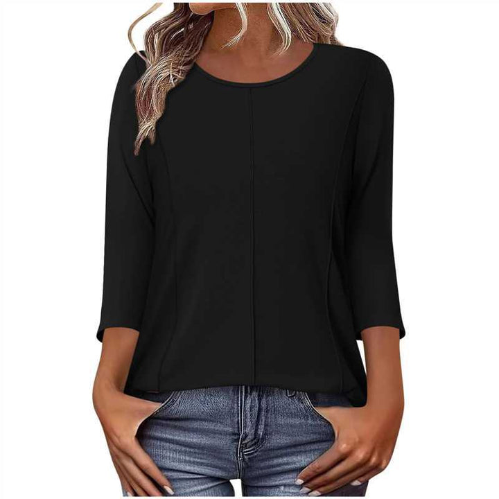 Damen nan lässiges Shirt mit dreiviertelärmeln und dekorativer Mittelnaht Drune