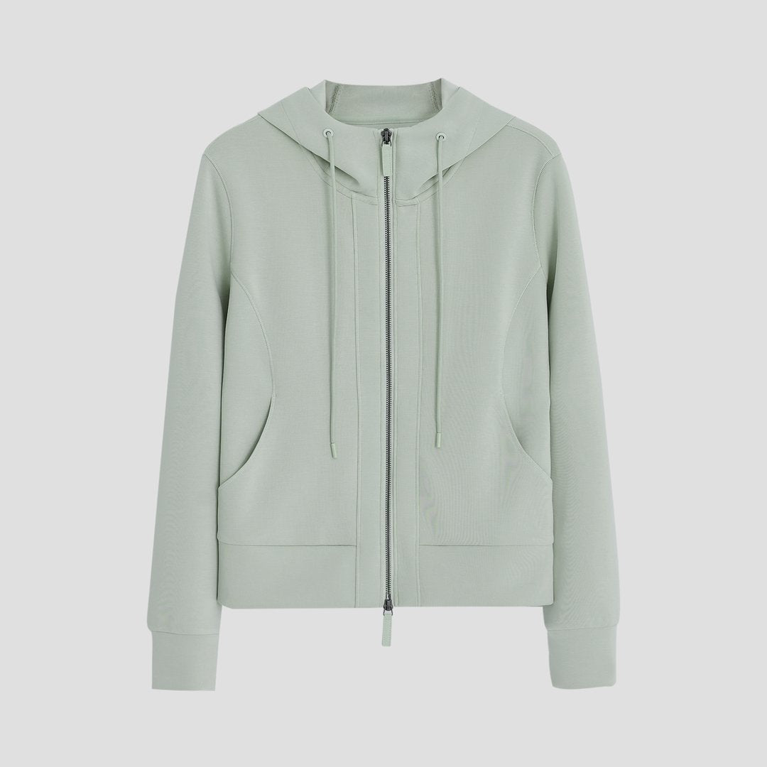 Damen Leichte Kapuzenjacke aus feinem Frottee mit taillierter Silhouette und Zwei-Wege-Reißverschluss Drune