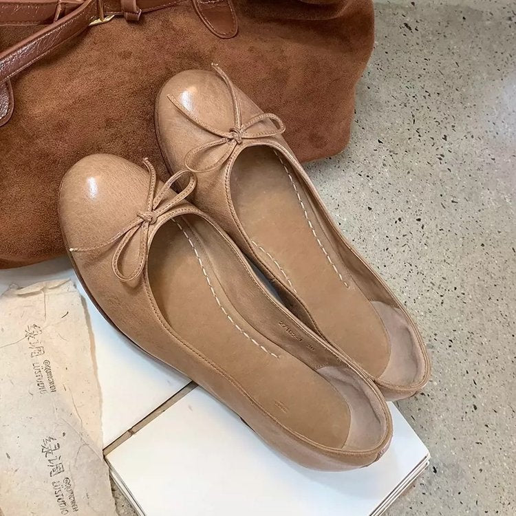 Damen Ballerinas aus hochwertigem Leder mit zierlichem Schleifenakzent Drune