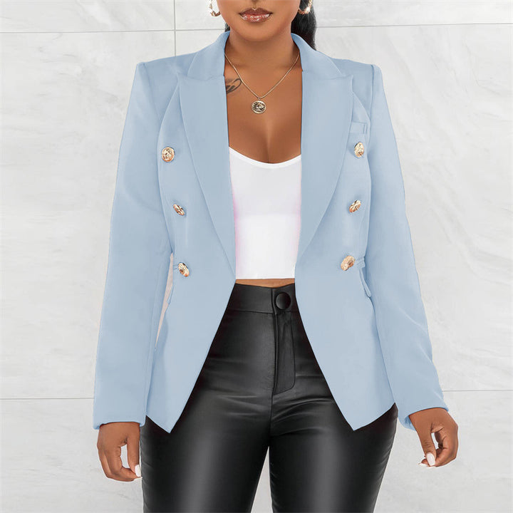 Damen Modischer Doppelt Gepknöpfter Blazer Drune