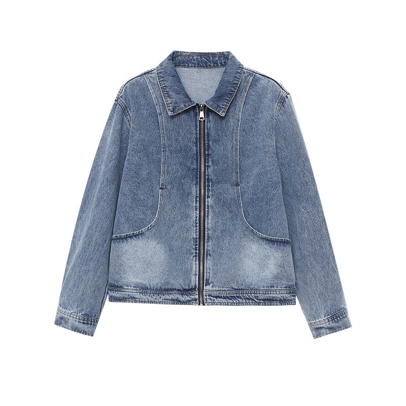Damen lässige Denim-Jacke im Oversized-Stil mit praktischen Taschen und dezenten Details Drune