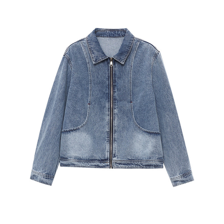 Damen lässige Denim-Jacke im Oversized-Stil mit praktischen Taschen und dezenten Details Drune