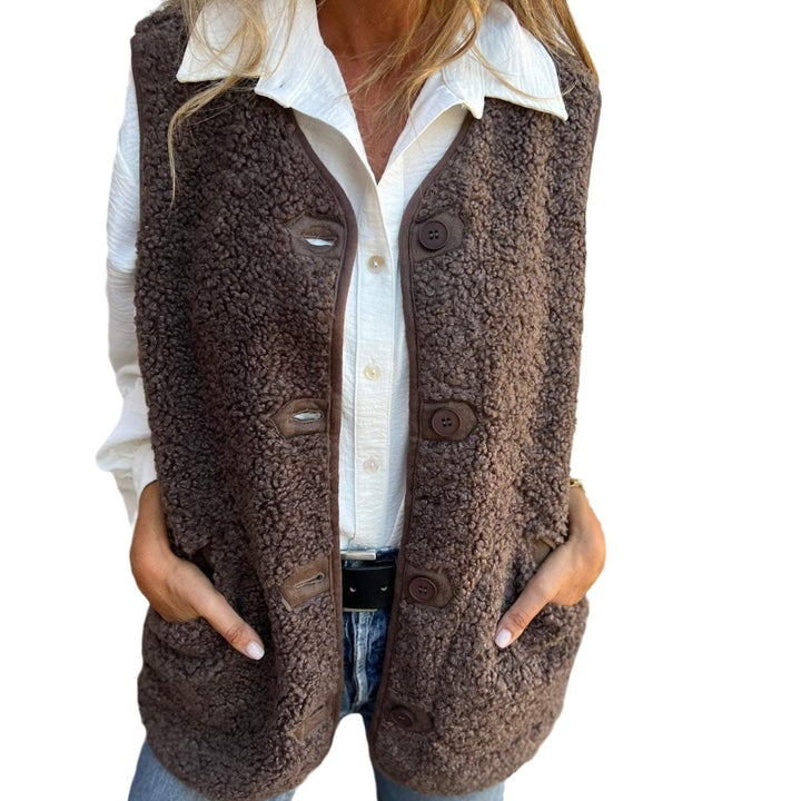 Damen lässige Strickweste mit Knopfdetails und praktischen Taschen Drune