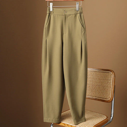 Damen Hoch taillierte, bequeme Stoffhose Drune
