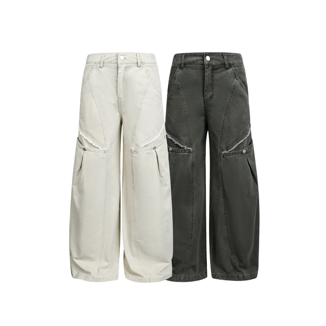 Damen Cargohose im Cropped-Schnitt mit weitem Bein und Fransenbesatz Drune