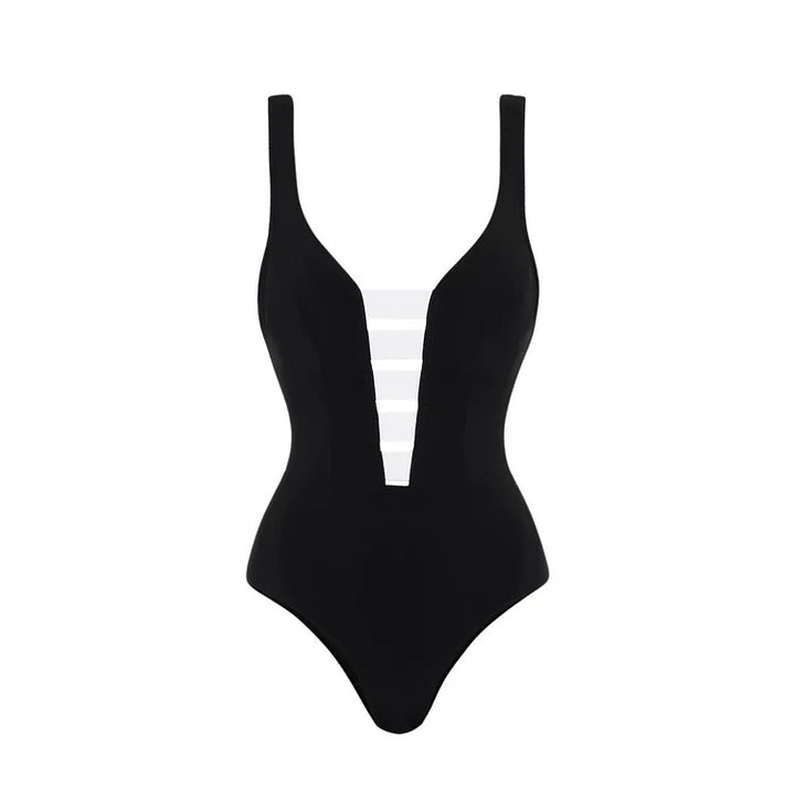 Damen Badeanzug mit modischem Off-Shoulder Design und eleganter Rüschen-Maxiröhre Drune