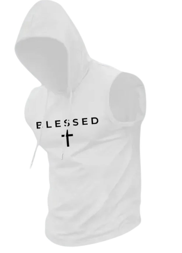 Herren nan ärmelloses Kapuzen-Sweatshirt mit Slogandruck und athletischer Passform Drune