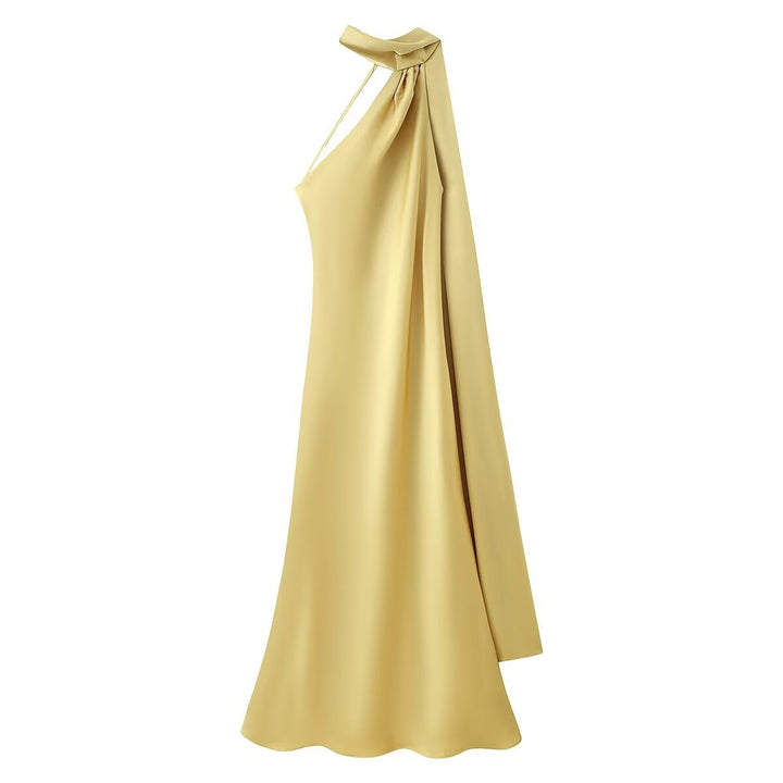 Damen Maxikleid mit elegantem Halterneck und fließendem Schnitt Drune