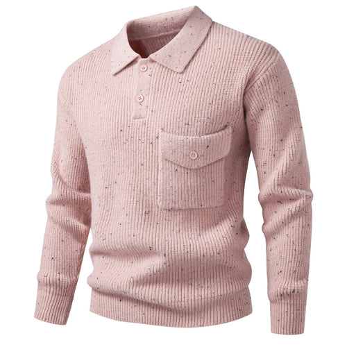 Herren Polokragen-Pullover aus Rippenstrick mit aufgesetzter Brusttasche Drune