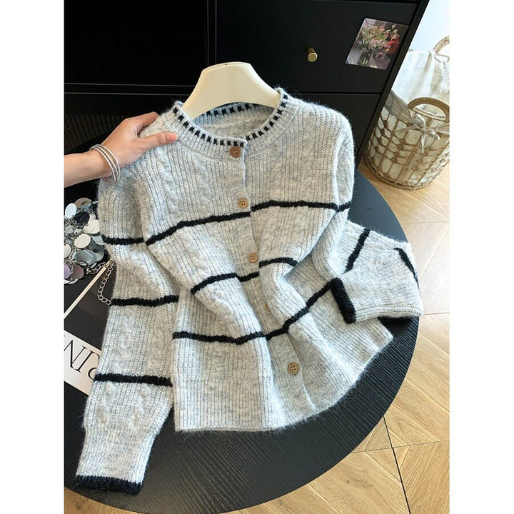 Damen Gemütlicher Strickcardigan mit Knopfleiste Drune