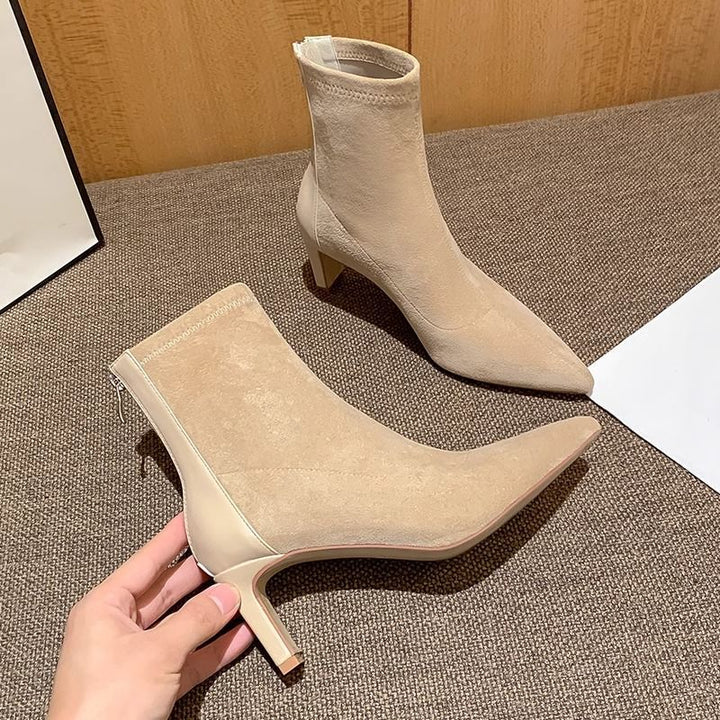 Damen Stretch‑Ankleboots mit schmaler Spitze und sculpted Blockabsatz Drune