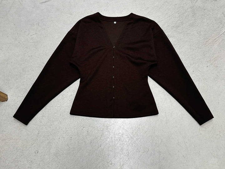 Damen nan taillierte Feinstrickcardigan mit V-Ausschnitt und Häkchenverschluss Drune