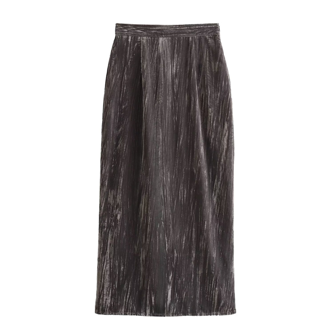 Damen nan Maxirock aus crushed-velours mit hohem Bund und seitlichem Reißverschluss Drune