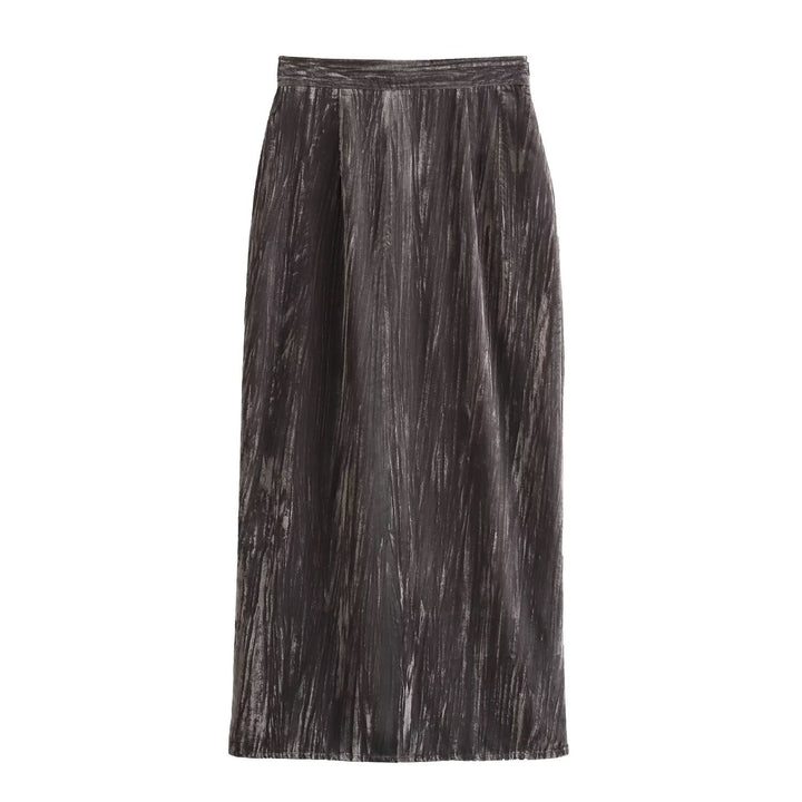 Damen nan Maxirock aus crushed-velours mit hohem Bund und seitlichem Reißverschluss Drune