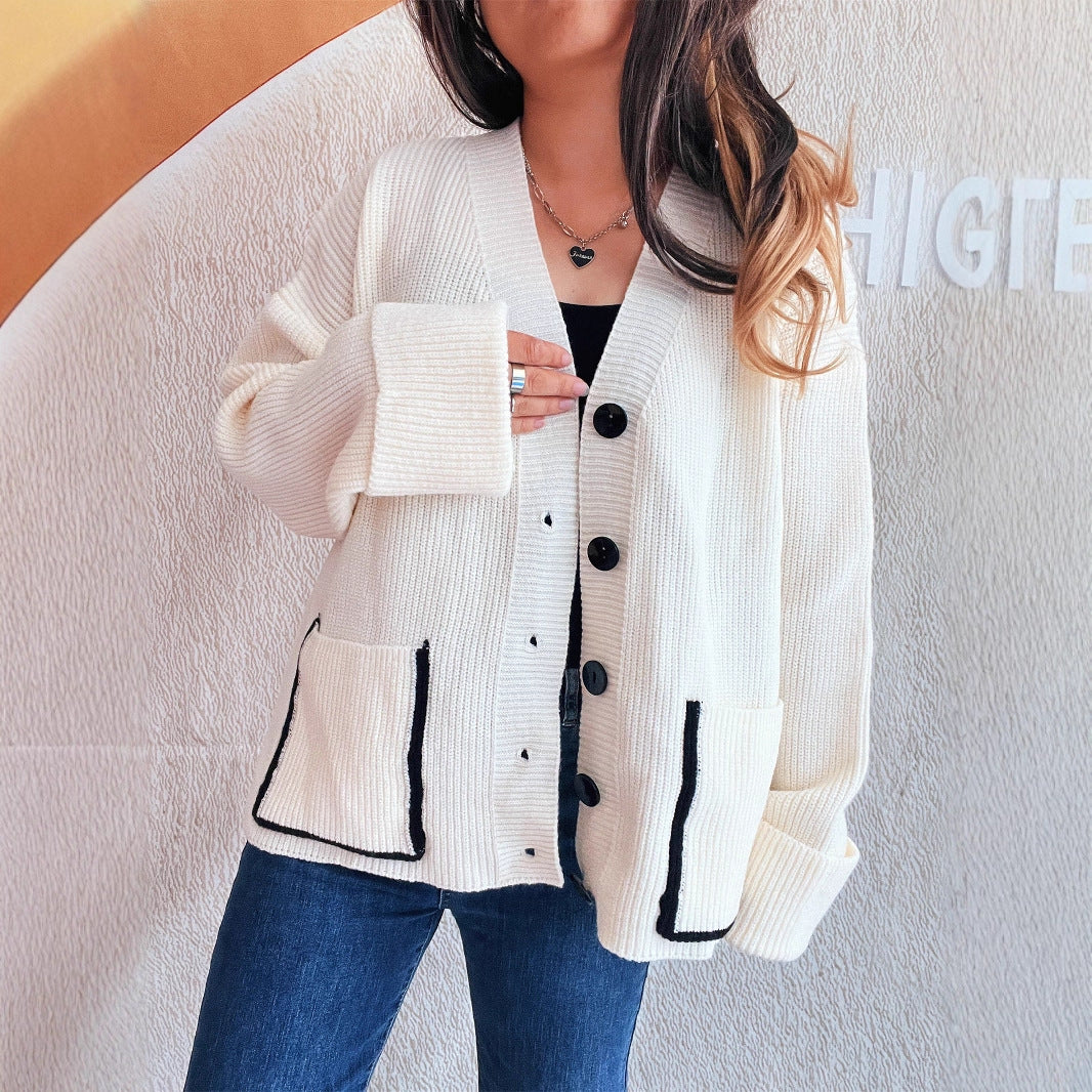 Damen Strickjacke mit eleganten Taschen und strukturiertem Design Drune