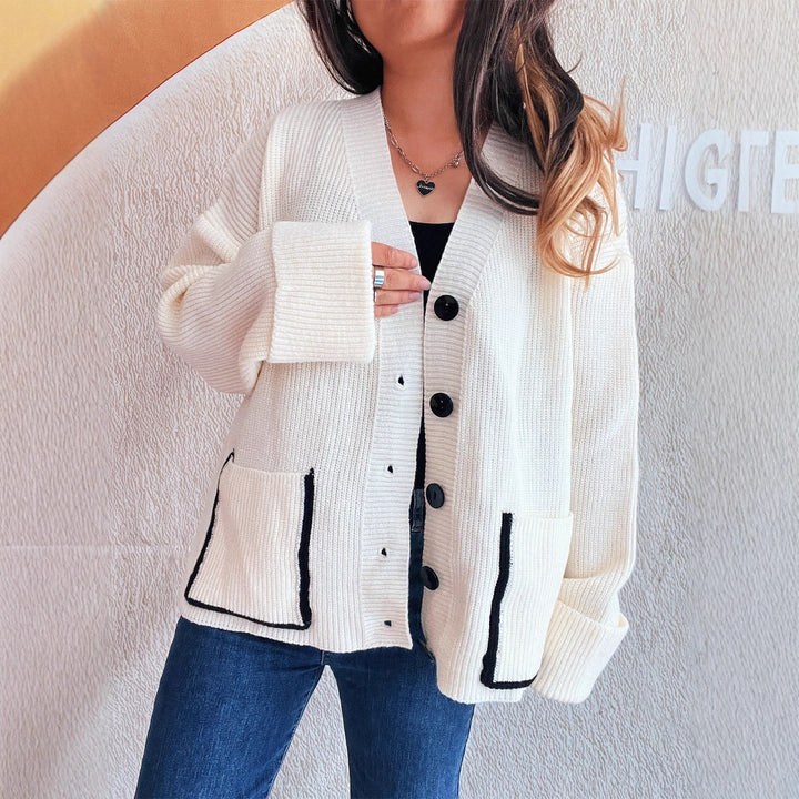 Damen Strickjacke mit eleganten Taschen und strukturiertem Design Drune