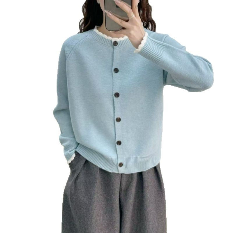 Damen kuschelige Strickjacke mit Rippdetail und Knopfverschluss Drune