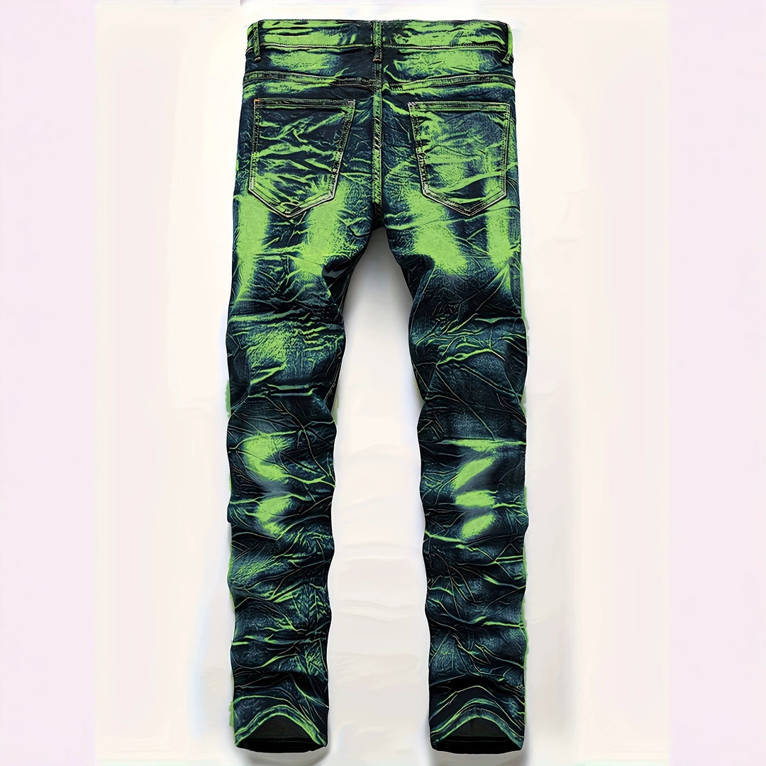 Herren Modische Slim-Fit Jeans im Used-Look Drune
