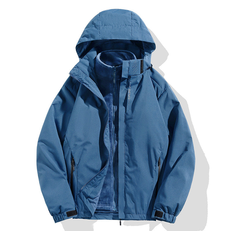Herren zweiteilige Winterjacke mit abnehmbarer Fleece-Innenjacke wasserdicht winddicht Drune